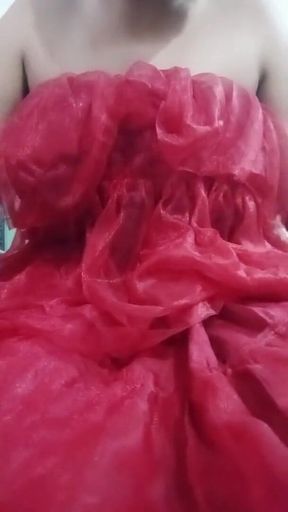 Indian Gay Crossdresser Gaurisissy Real XXX Homemade Sex in Red Lehenga