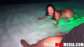 Queen Rogue pounded hard at the Puerto Rico Pool by a big-dicked stud