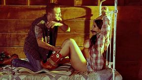 Tied up submissive brunette with a huge tits gets fucked really hard by a tough dude