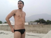 Exhibitionist hunk naked in his terrace (Terrace pt 1)