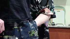 cumming with hot thick cum in mother-in-law's mouth which she swallows