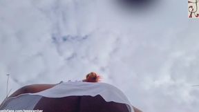Exhibitionist wife teases with black thick booty in transparent dress