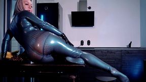hot latex blonde milf teasing
