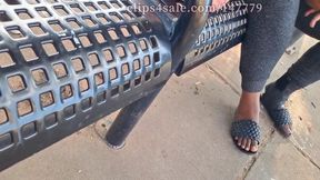 Hot Fudge Tasty Feet Left Foot Wrapped at the Bus Stop