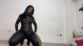 Catsuit Striptease Fingers Pussy Play