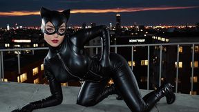 i caught catwoman on my roof — she was marking territory (ai-generated)