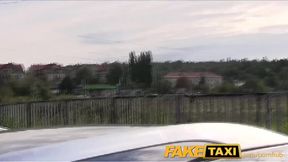 Amateur Taxi driver convinces black haired hottie to suck his dick