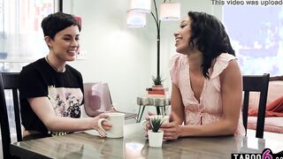 Heterosexual ebony 19 yo Alexis Tae tries lesbo sex with her mom friend Olive Glass