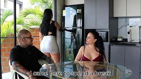 Sister-in-law seduces and rides big cock while wife cooks