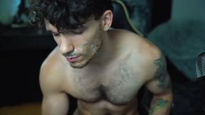 Massive Self Facial Cumshot with An Oiled Up Thick Juicy Cock