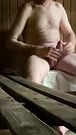 Playing with my Very Hard Erection in the Gym Sauna. Was hoping to lure in a horny cock sucker but no luck.