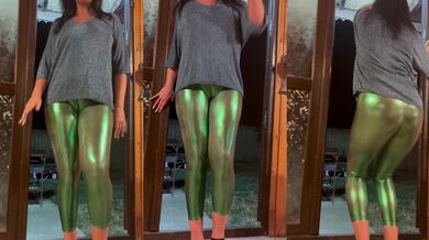 Tight & Shiny – Cameltoe Tease with No Panties