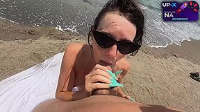 Blowjob On A Public Nudist Beach And Passionate Sex In A Hotel Room With Creampie
