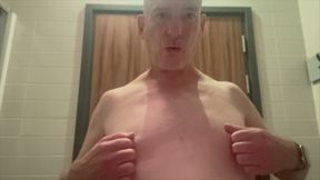 Daddy Cum Pig nipple play at the Gym