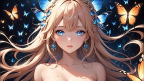 Butterfly Radiance a Beautiful Young Woman with Glowing Wings Around Her