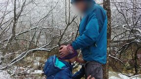 Blowjob and Cum Swallow Near the Mountain River