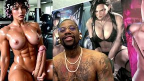sweaty buff ass beef cake transgender girl jerking off and cumming all over herself at the gym, ai generated