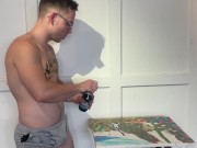 Muscle Twink Uses His Body to Create Fauvist Painting then Cums on It