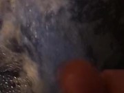 Stroking cock at Berkeley Hot Tubs. Big White dick.