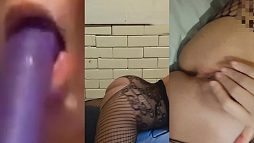 A cute beautiful skin and big breasts orgasm with her new toy on the pussy