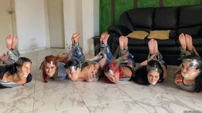 Six Girls Tied Up, Gagged and Hogtied by Mary the Catgirl! (mp4)