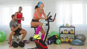 Naughty Megane Lopez Gets Fucked by Two Men Right at The Gym