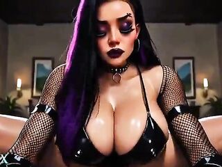 Alternative Latina in Haunted Mansion - Oral, Titfuck & Creampie (4K AI Generated)