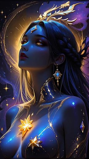 Void Empress of the Dark Matter Galaxy Crystal Cosmic Goddess Ai Art Slideshow