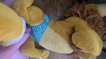 Cumming with two Lion plushies