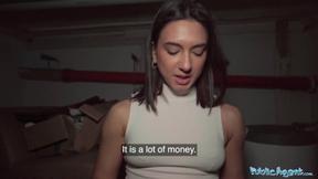 ”Brunette College Girl Cums on Stranger's Shaft”