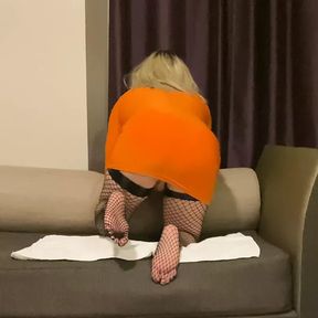 Scottish slut  natalie-heaven glass didlo in hotel room