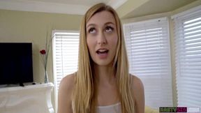 Petite teen Alexa Grace gives POV blowjobs and gets fingered in missionary