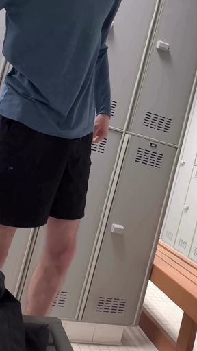 Skinny girl strips in public locker room