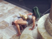 Blonde Licking Brunette Pussy in Sauna