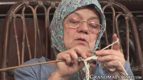Granny gets facial from big rod