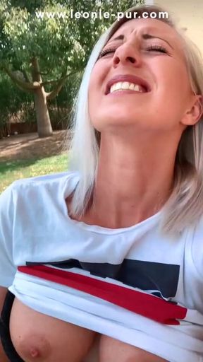 Captivating moment from &quot;WTF totally horny! Secretly masturbating in the garden&quot;