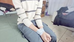 SUFFER IN THE MIDST OF MY DANGEROUS HANDS TOTALLY DOMINATED WITH TAPE - BY GABRIELA BLOND - CLIP 1