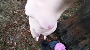 Completely naked tit punishment in the woods