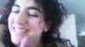 Cute brunette slut from Azerbaijan strokes and blows my cock