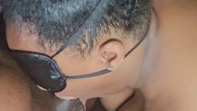 Blindfolded Luv Toy Caressing Balls and Drooling Cum