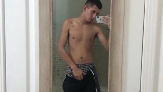 Homemade video with cellphone camera of Latino jerking off