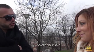 HUNT4K. Red girl likes sex for money in front of her bf