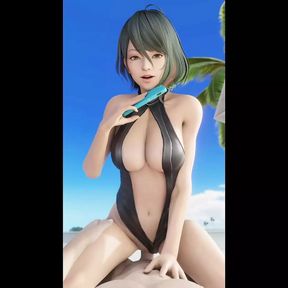 DOA Tamaki Riding Cock At The Beach