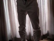 A Japanese man masturbates in a dimly lit room with the curtains closed so his family won't find out