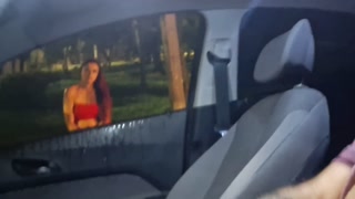 Risky masturbation for a redhead who was at the bus stop.