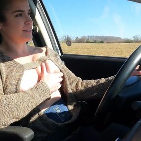 Topless Driving - Cold Nipples