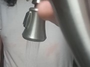Sean taking a kitchen sink enema