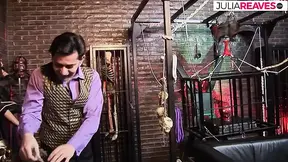 Hottie rides a huge cock while another licks her clit in great pleasure