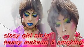 Sissy  niclo  sexy makeup smoking