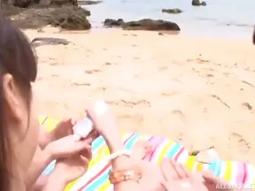 Three Seductive Japanese Beauties Take Turns Pleasuring One Rock-Hard Cock